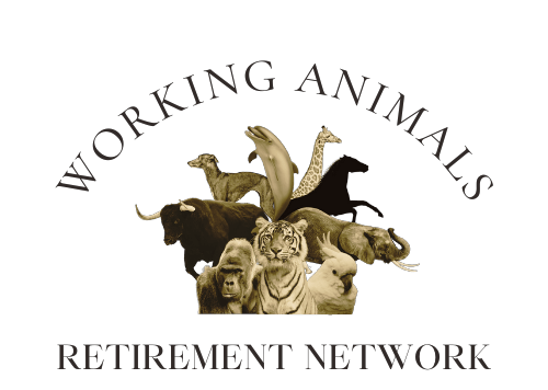 Working Animal Retirement Network's logo of sepia colored animals in a group.